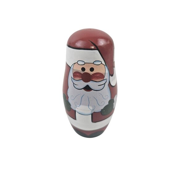 Santa Nesting Dolls Christmas Wooden Matryoshka Holiday Decor Set of 5 - Picture 4 of 11